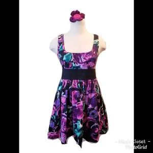 Love...ady Colorful Floral Fit and Flare Dress